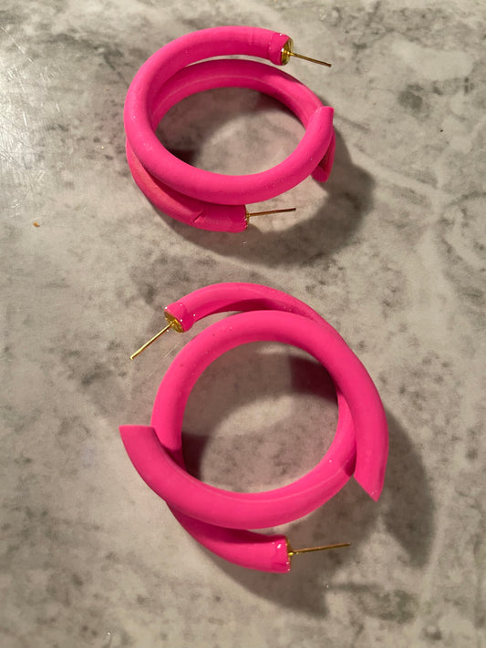 Fall Matte Hoops in HOT PINK